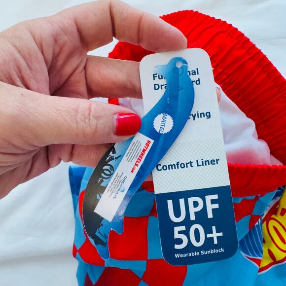 Hot Wheels NWT Swim Trunks Quick Dry UPF 50+ Blue Red Graphic Size 6 - Picture 4 of 7